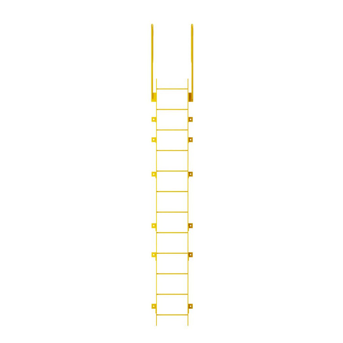 12 Step Steel Roof Access Ladder 11'H, Wall Mount, Yellow