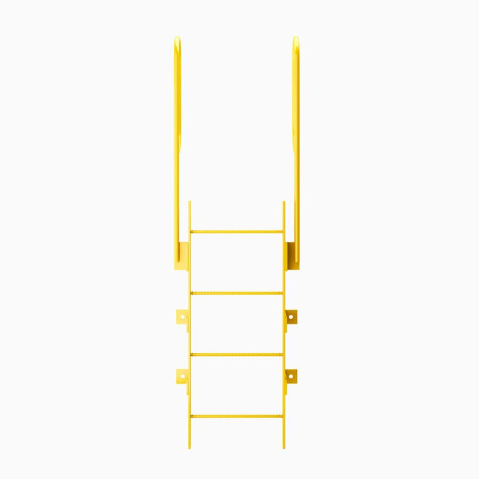 4 Step Steel Roof Access Ladder w/ Handrails, Wall Mount, Yellow
