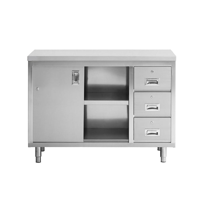 48" x 24" Stainless Steel Prep Table w/ Lockable Drawers and Storage Cabinet
