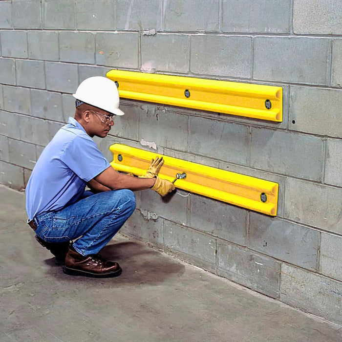 Steel Yellow Wall Guard Rail 4' L, Wall Mount