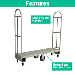 Holzoffer U-Boat Platform Truck Dolly, 60"L x 16"W x 63"H Heavy Duty U- Boat Cart with Thick Steel Deck