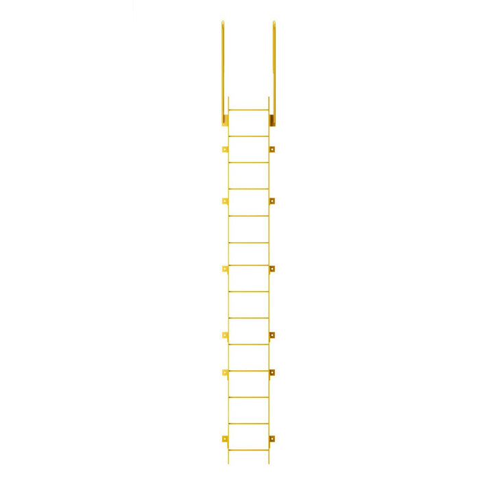 14 Step Steel Roof Access Ladder 13'H, Wall Mount, Yellow
