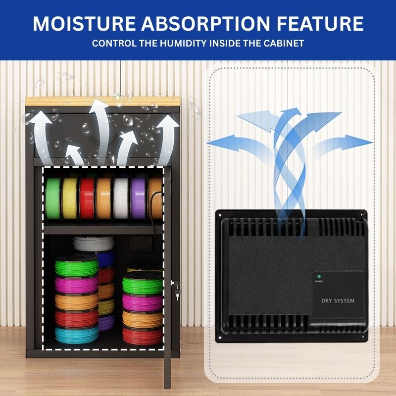 3D Printer Cabinet w/ Dehumidifying Dry, 40 Filaments Spool Storage Capacity, Heavy Duty Shelf 21.25"L x 21.5"W x 34.4"H