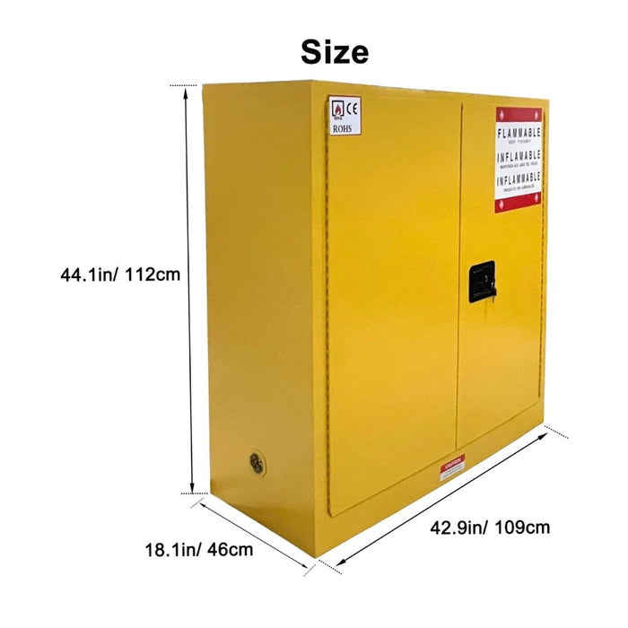 Steel Flammable Cabinet w/ Double Lock 43"W x 18"D x 44"H, 30 Gallon