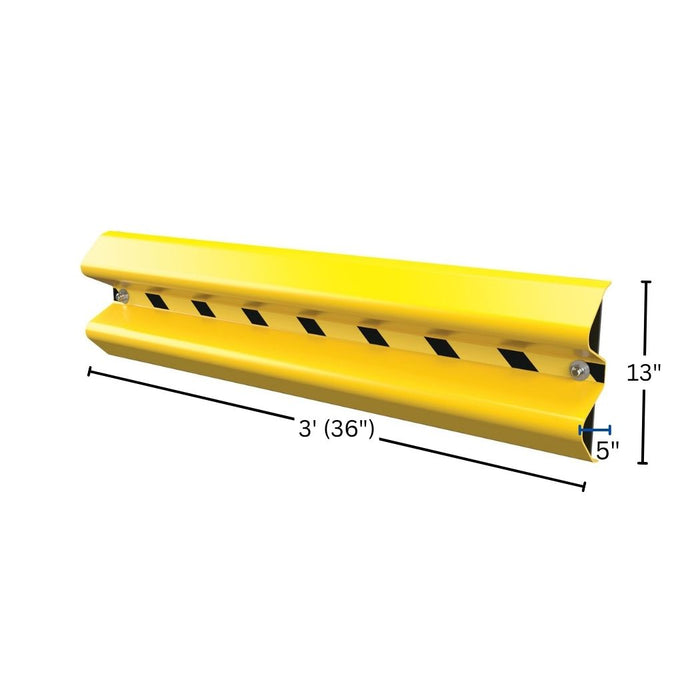 Steel Yellow Guard Rail 3' L, Wall Mount