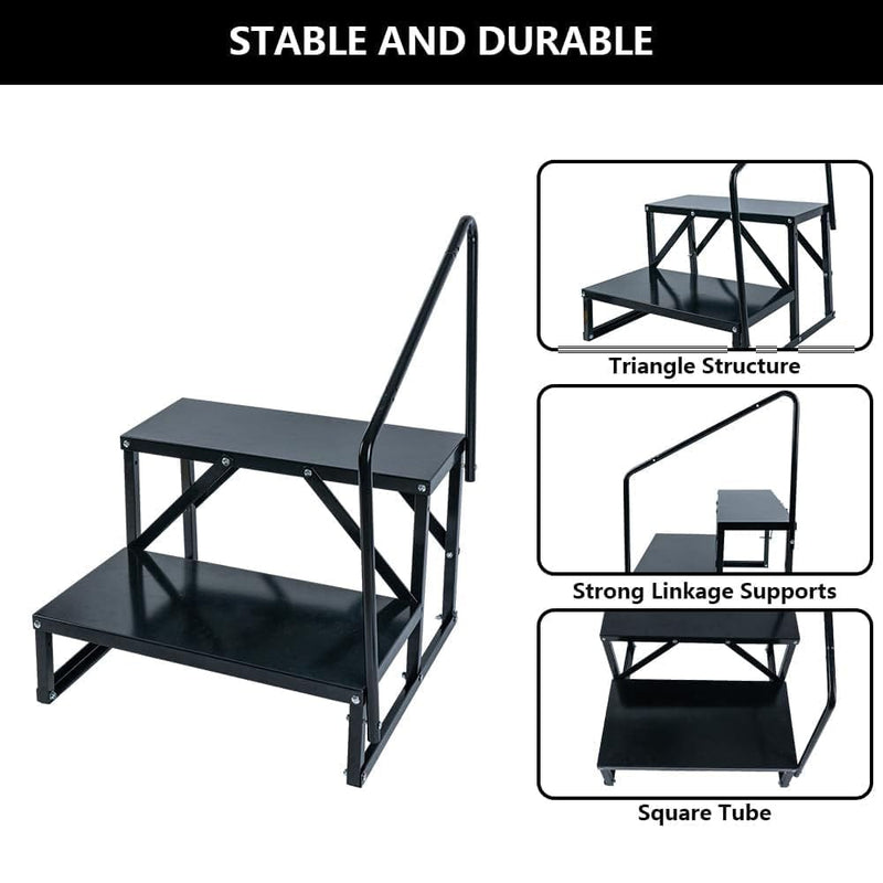 2 Step Stairs w/ Handrail, 300 Lb. Capacity
