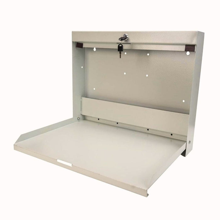Wall Mounted Folding Desk 20"W x 13"D Work Surface, Lockable Steel Workstation