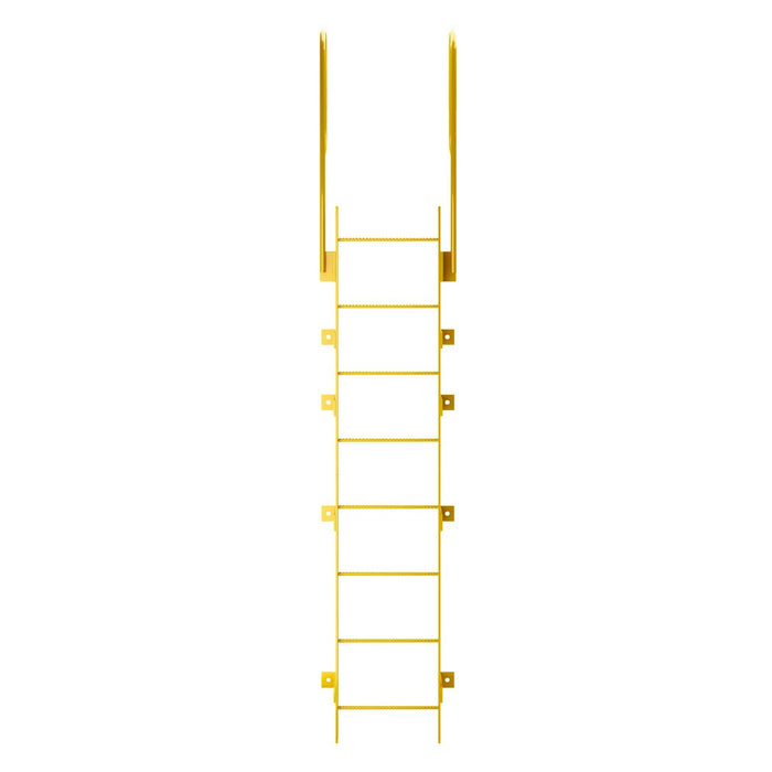 8 Step Steel Roof Access Ladder 7'H, Wall Mount, Yellow