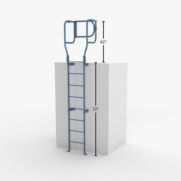 6' Wall Mount Roofing Ladder with Boarding Rail, Gray