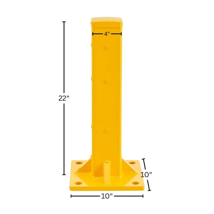 Steel Square Post For 2-Rib/3-Rib Guard Rail, 22"H, 4 Sides Bolt-On Installation