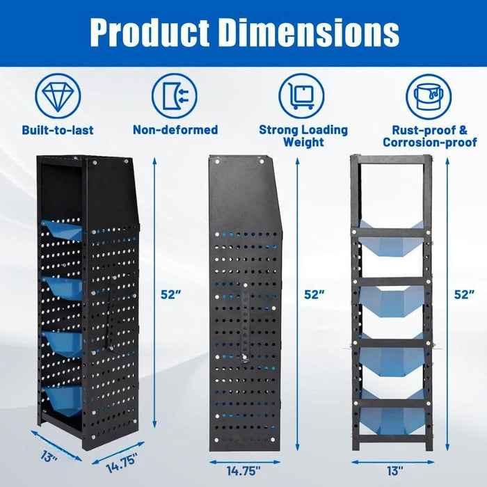 Heavy-Duty Refrigerant Tank Rack, 4 Adjustable Shelves, 13"W x 14.75"D x 52"H