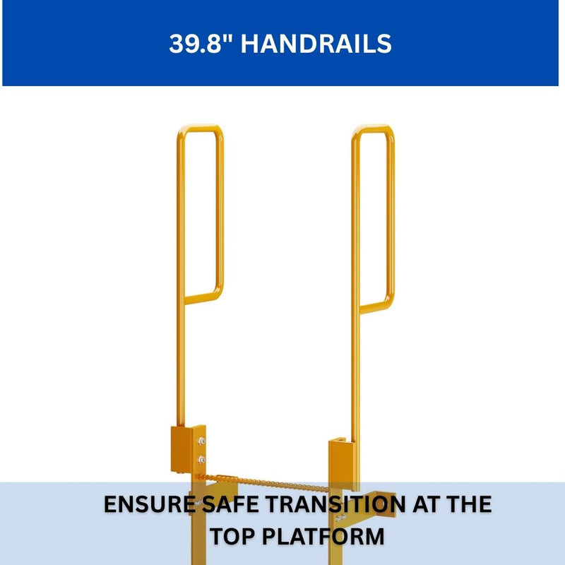 12 Step Steel Roof Access Ladder 11'H, Wall Mount, Yellow