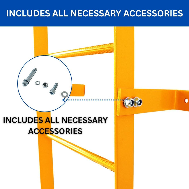 8 Step Steel Roof Access Ladder 7'H, Wall Mount, Yellow