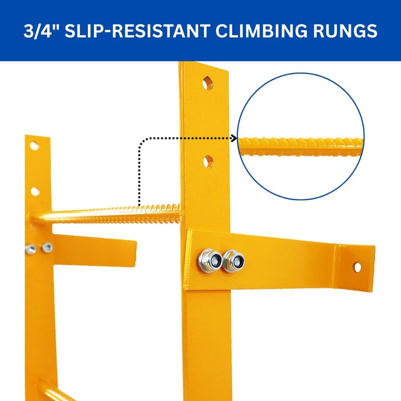 4 Step Steel Roof Access Ladder 3'H, Wall Mount, Yellow