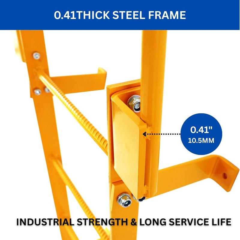 12 Step Steel Roof Access Ladder 11'H, Wall Mount, Yellow