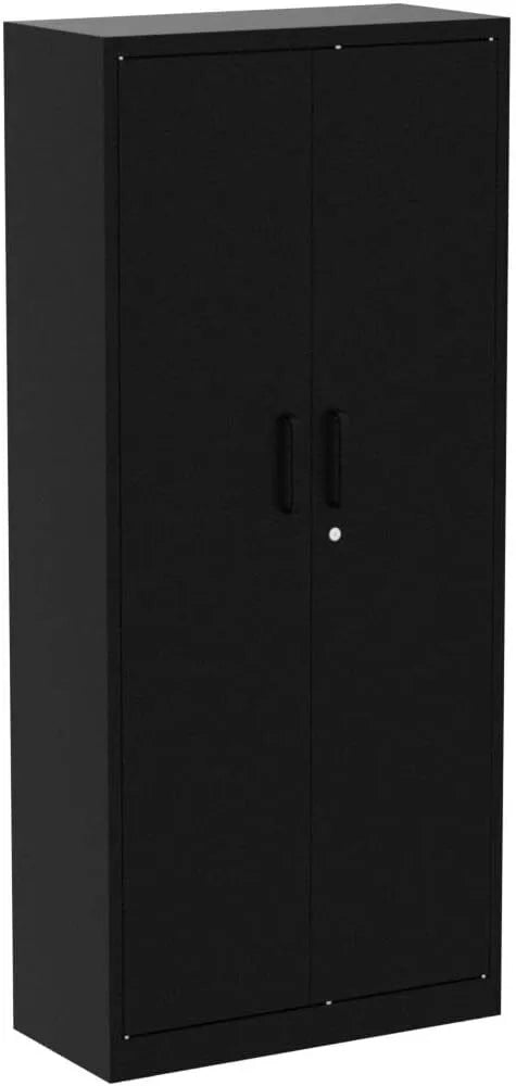 Holzoffer Metal Garage Storage Cabinet with 2 Doors and 5 Adjustable Shelves - 71" Steel Lockable File Cabinet,Locking Tool Cabinets for Office,Home,Garage,Gym,School (Black)