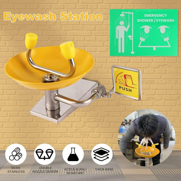 Wall Mount Eye Wash Station w/ Sign