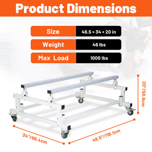 Holzoffer 1000 LBS Capacity Boat Jet Ski Stand Storage Trailer Cart, Adjustable Dock Slipway Cart with 4 Casters & 2 Brakes