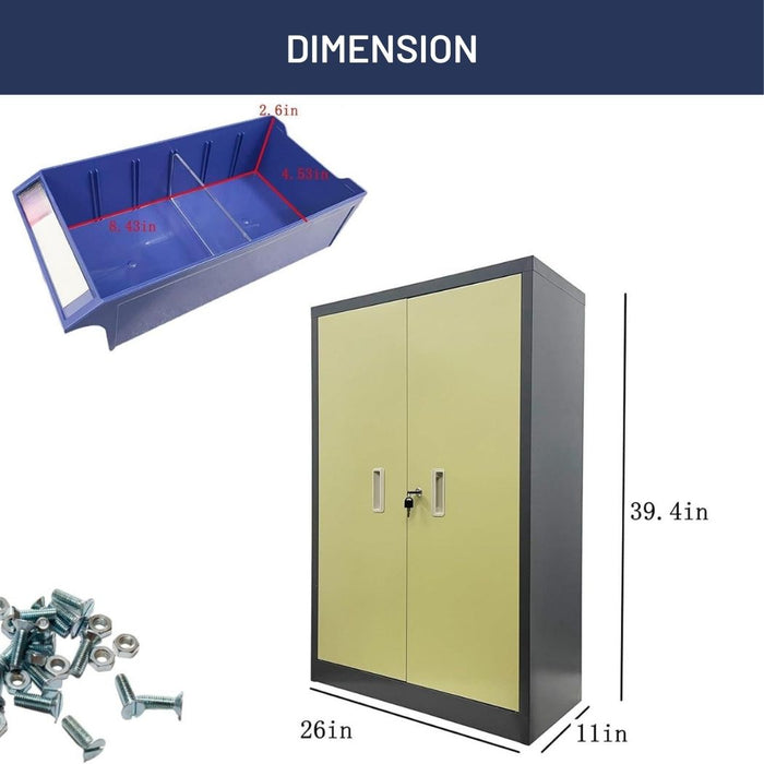48 Bin Drawer Storage Enclosure, 26"W x 11"D x 39.4"H, Steel Parts Organizer for Nuts, Bolts, Screws & Small Components