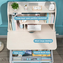 New Ergonomic Children's Study Table with Bookshelf Home Furniture Height Adjustable Children's Study Table and Chair Set