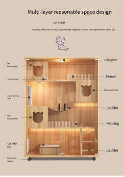 Holzoffer Pet Home Pet House Cat Villa Home Indoor Cat House Panoramic Cat House Cat Cabinet