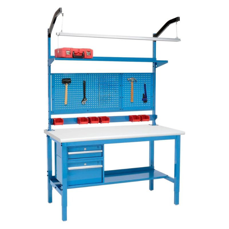 72" x 30" Steel Workbench, 29.9"-41.7"H Height Adjustable, 5000 lbs Load Capacity
