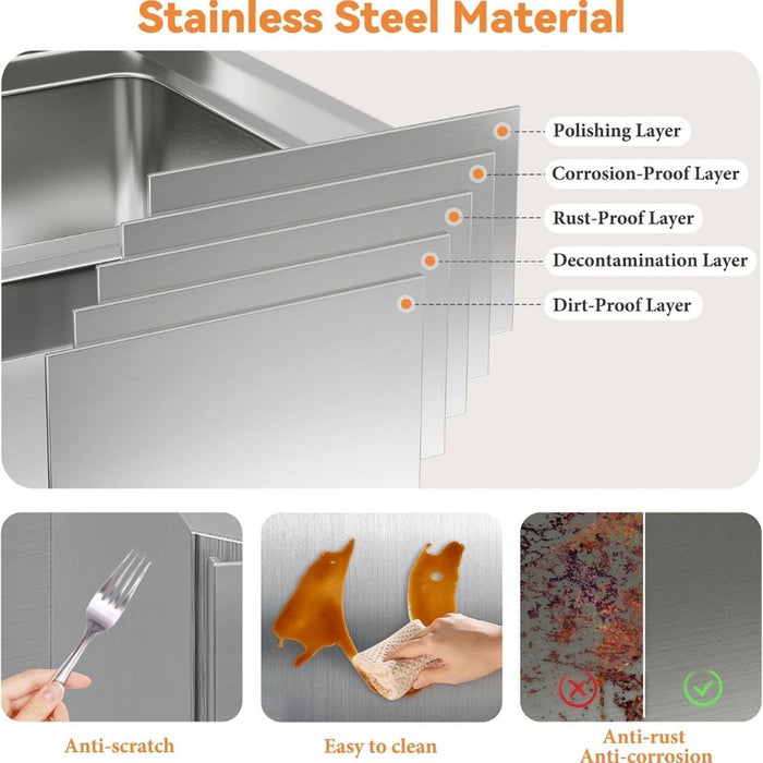 3 Drawer Stainless Steel Kitchen Cabinet, 28"W x 20"D x 23"H, Outdoor Kitchen Cabinet