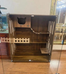 Holzoffer Pet Home Pet House Cat Villa Home Indoor Cat House Panoramic Cat House Cat Cabinet