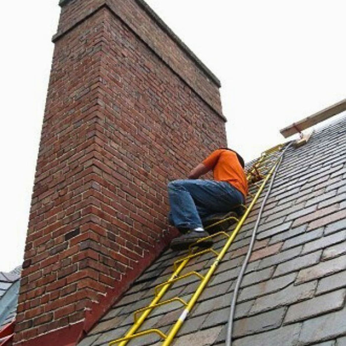 12' Chicken Ladder with Hook, Contains (2) 6' Roofing Ladder for Slopped Roof, Yellow