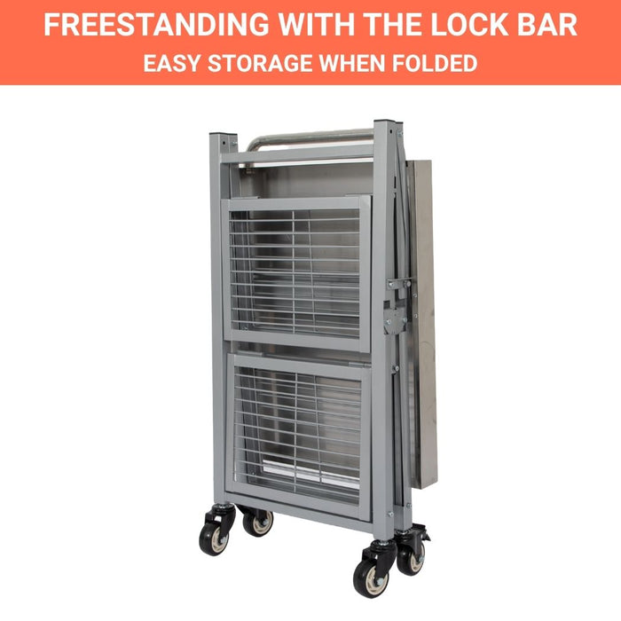 3-Shelf Foldable Stainless Steel Kitchen Cart 25.75" x 20" x 36"H, 300 lbs Weight Capacity