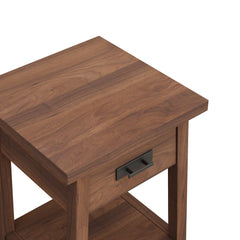 Holzoffer End Table with Drawer, Made with Solid Wood, Side Table for Living Room, Bedroom, and Offices