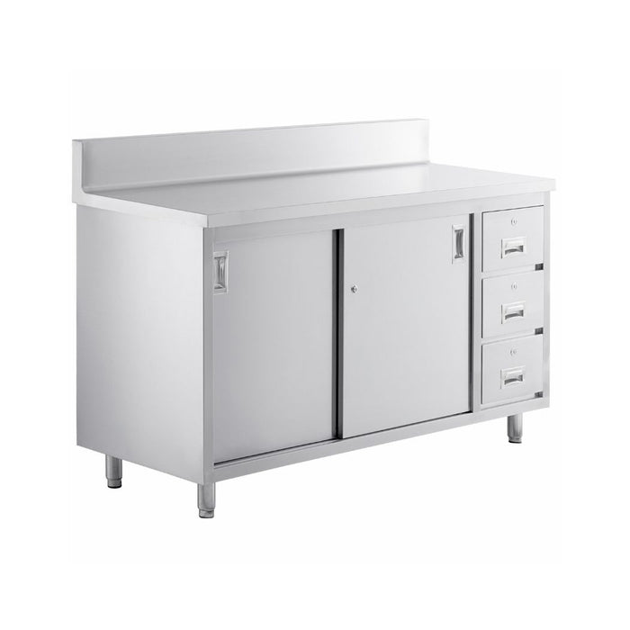 60" x 24" Stainless Steel Prep Table w/ Lockable Drawers and Storage Cabinet