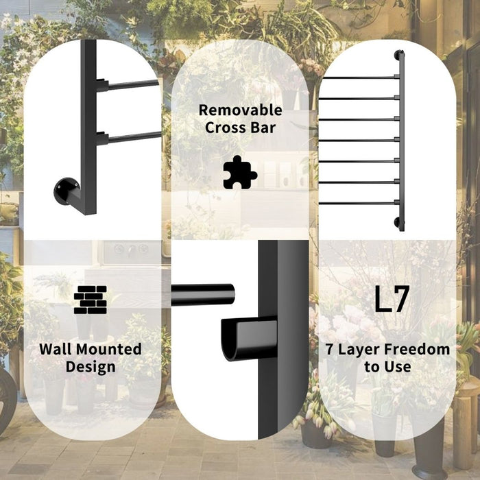 7 Tier Ribbon Organizer, Wall Mount Steel Rack for Craft Design, Wrapping Paper, Scarf Shops