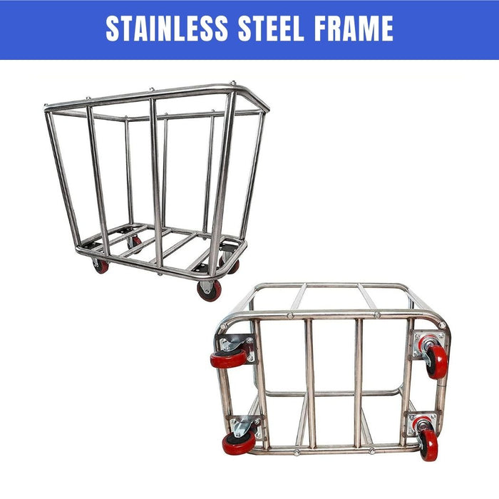 Commercial Laundry Cart, 10 Bushel, 35.4"L x 25.6"W x 31.5"H, Canvas Bag