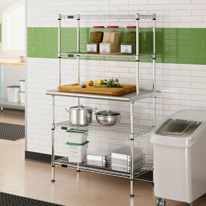 36" x 24" Stainless Steel Prep Table w/ Wire Overshelves and Undershelves