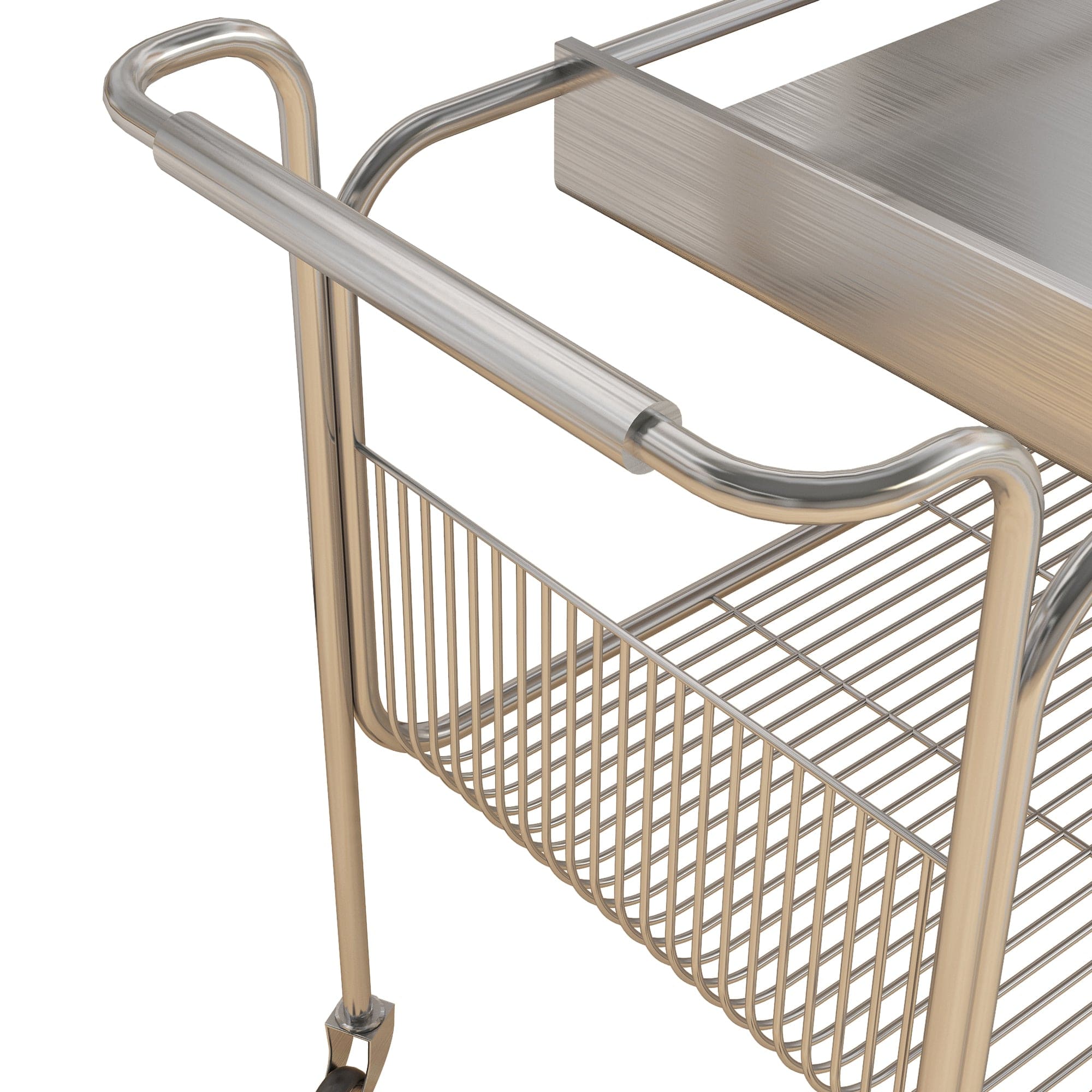 Holzoffer 2-Tier Metal Rolling Cart with Wheels, Utility Kitchen Serving Cart for Home Hotel Restaurant, Silver