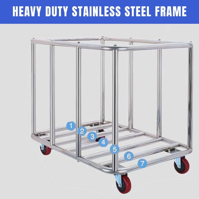 Commercial Laundry Cart, 12 Bushel, 35.4"L x 25.6"W x 33.3"H, 2 Canvas Bag