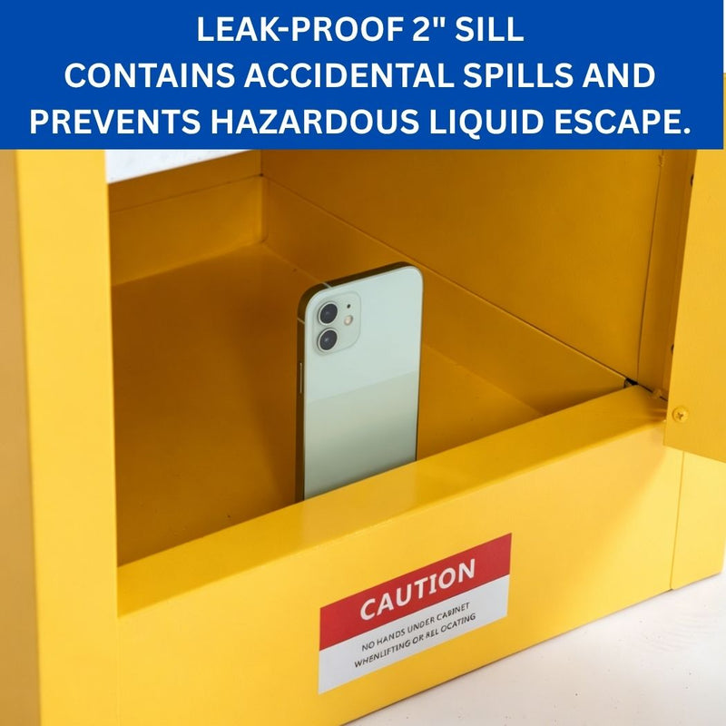 4 Gallon Flammable Cabinet, 17"W x 17"W x 18"H, Safty Storage Cabint, Yellow