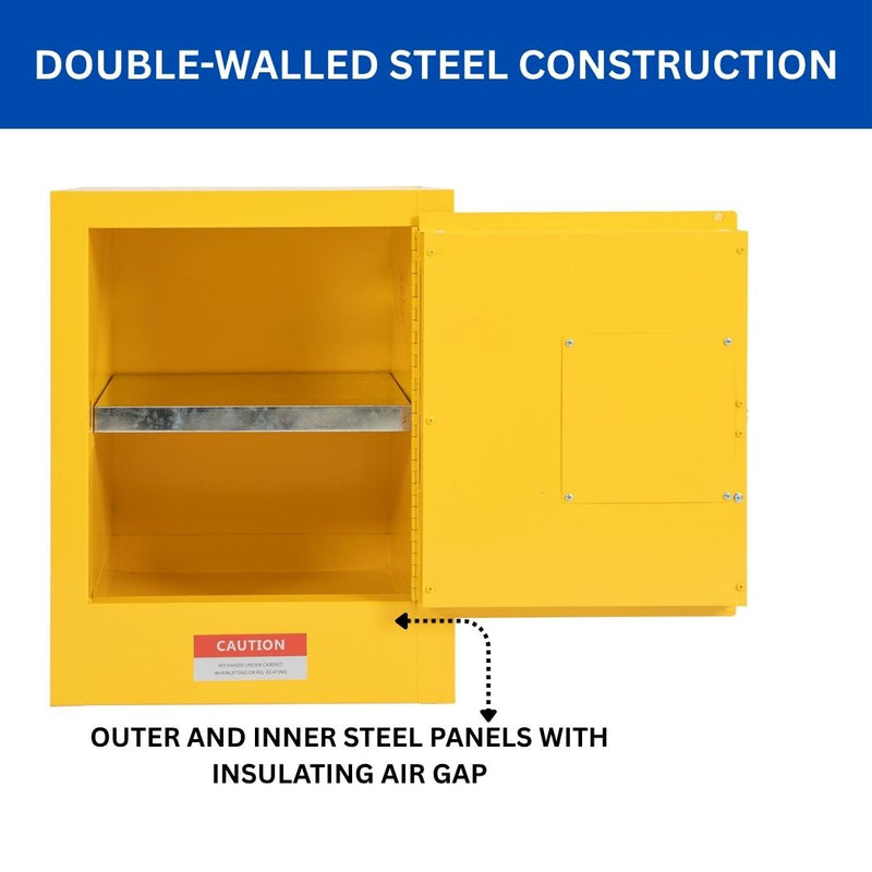 4 Gallon Flammable Cabinet, 17"W x 17"W x 18"H, Safty Storage Cabint, Yellow