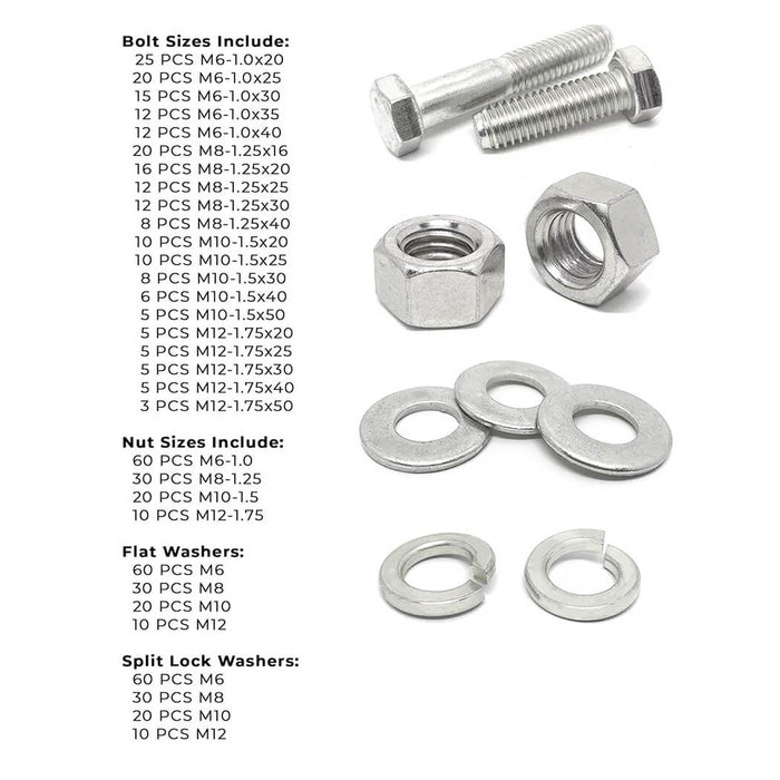575-Piece A2-70 Stainless Steel Metric Hex Cap Screw, Nut & Washer Assortment Kit with Heavy-Duty Metal Drawer Toolbox