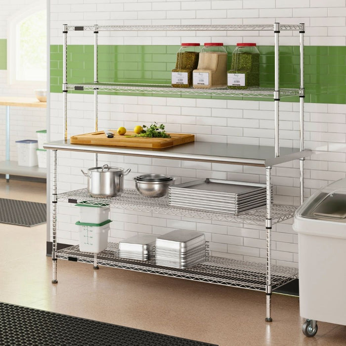 60" x 24" Stainless Steel Prep Table w/ Wire Overshelves and Undershelves