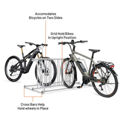 Holzoffer Commercial Grid Bike Rack, Double Sided, Bicycle Storage Stand for Garages, Stores, Schools & Universities Power Coated Steel