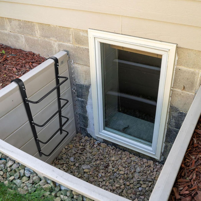 45"L 4-Rung Ladder, with Attachable Hook, Wall Mount or Hook On, Black