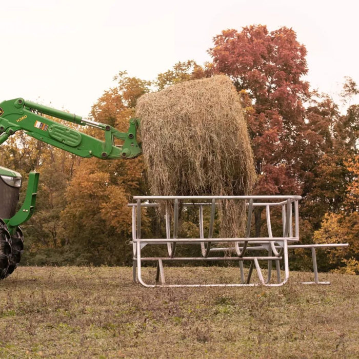 Round Hay Bale Feeder 85" x 79", Silver Round Bale Feeder