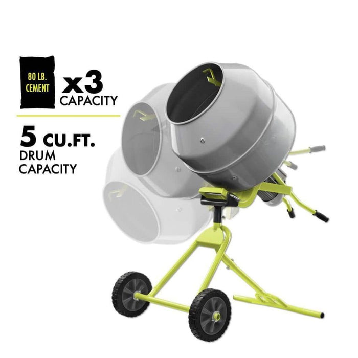 5 Cu.Ft. Power Concrete Mixer, Portable Electric Steel Drum Cement Mixer