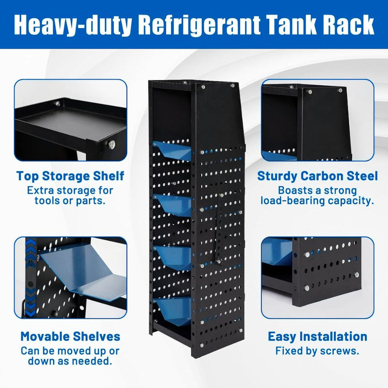 Heavy-Duty Refrigerant Tank Rack, 4 Adjustable Shelves, 13"W x 14.75"D x 52"H