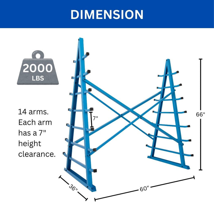 Horizontal Bar Storage Rack, 60"W x 36"D x 66"H, 2000 lbs Weight Capacity