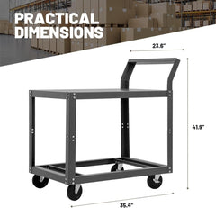 Holzoffer Mobile Steel Work Table, Heavy Duty Rolling Utility Cart with Caster Wheels