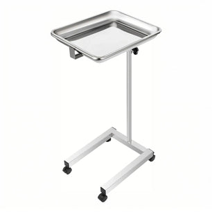 Holzoffer Medical Stand 18x14 Inch Medical Tray on Wheels Adjustable Height 32-51 Inch Mayo Stand with Tray Stainless Steel 4 Omnidirectional Wheels