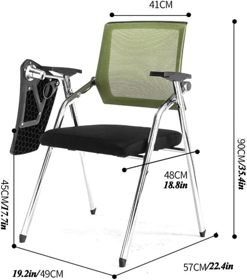 Holzoffer Student Chair With Desk Attached, Mesh Office Chair With Lumbar Support, Foldable Computer Desk Chair With Tablet Arm Writing Board